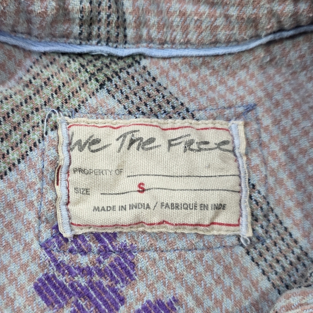 Free People We The Free Visby 100% Cotton Plaid Flannel Top w/Flap Pockets. S - Picture 2 of 8